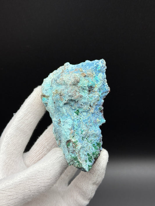 BLUE ARAGONITE, SHATTUCKITE & FIBROUS MALACHITE - CHIHUAHUA, MEXICO