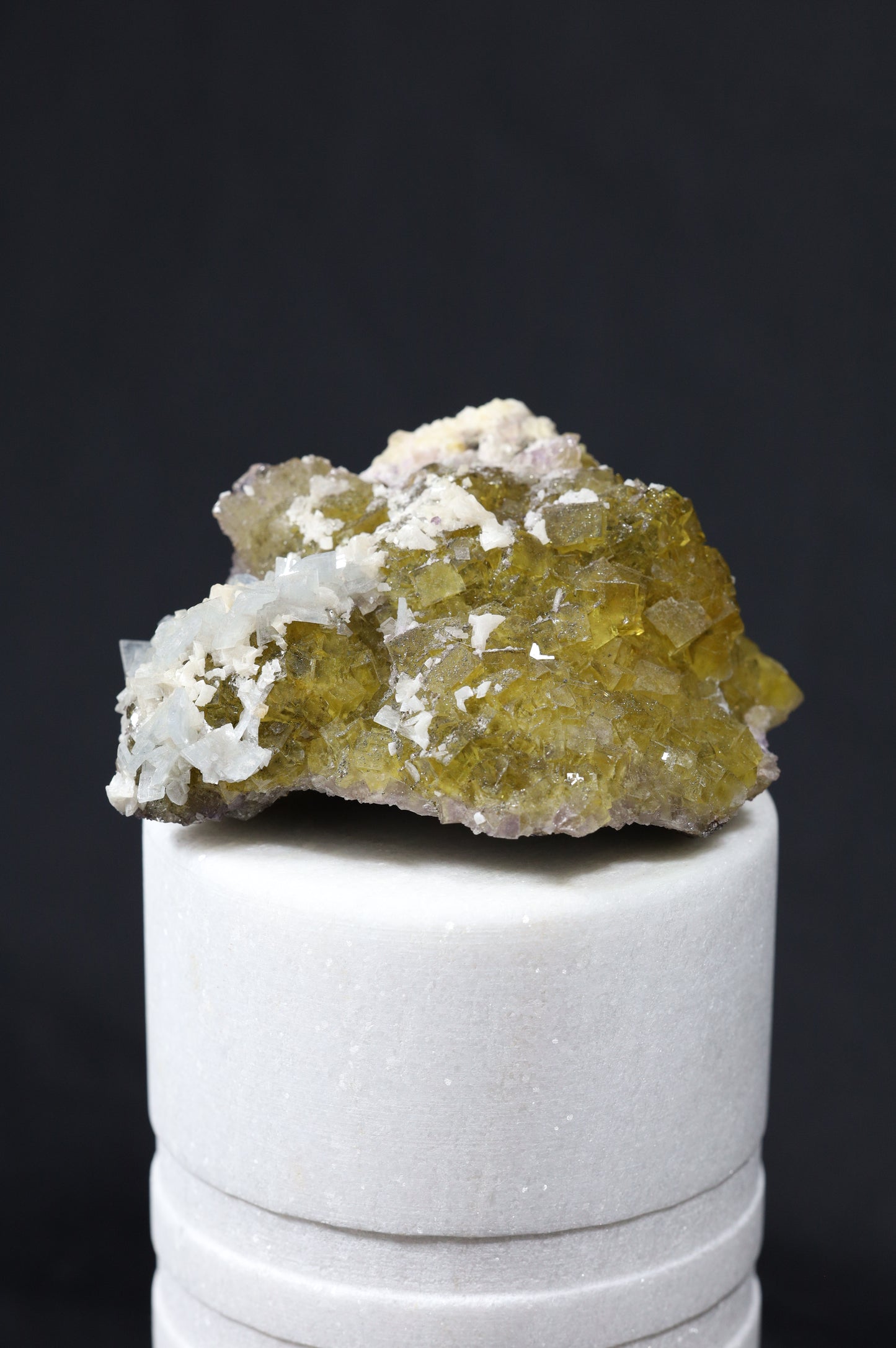YELLOW FLUORITE WITH BLUE BARITE AND WHITE DOLOMITE - SPAIN