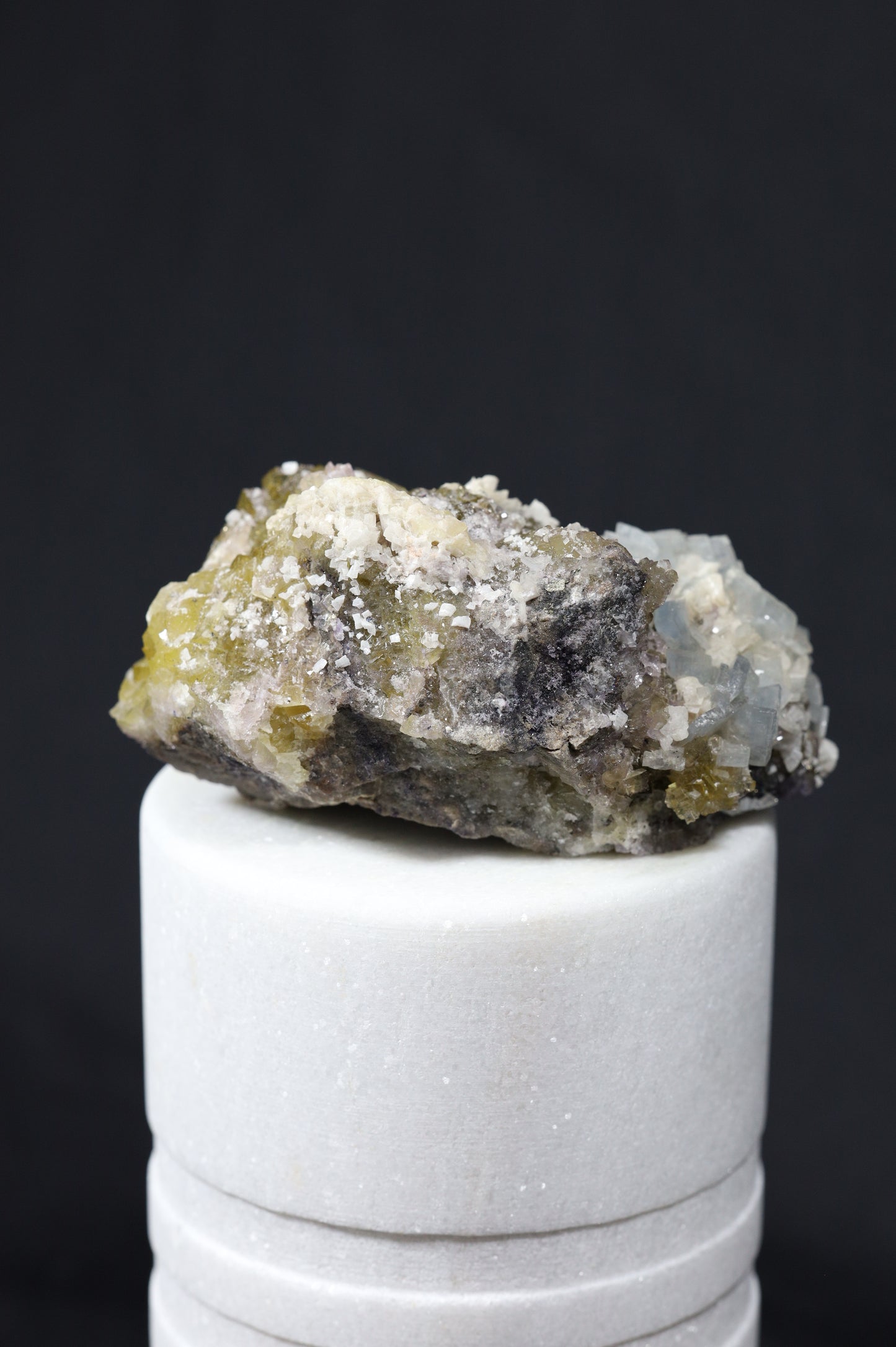 YELLOW FLUORITE WITH BLUE BARITE AND WHITE DOLOMITE - SPAIN
