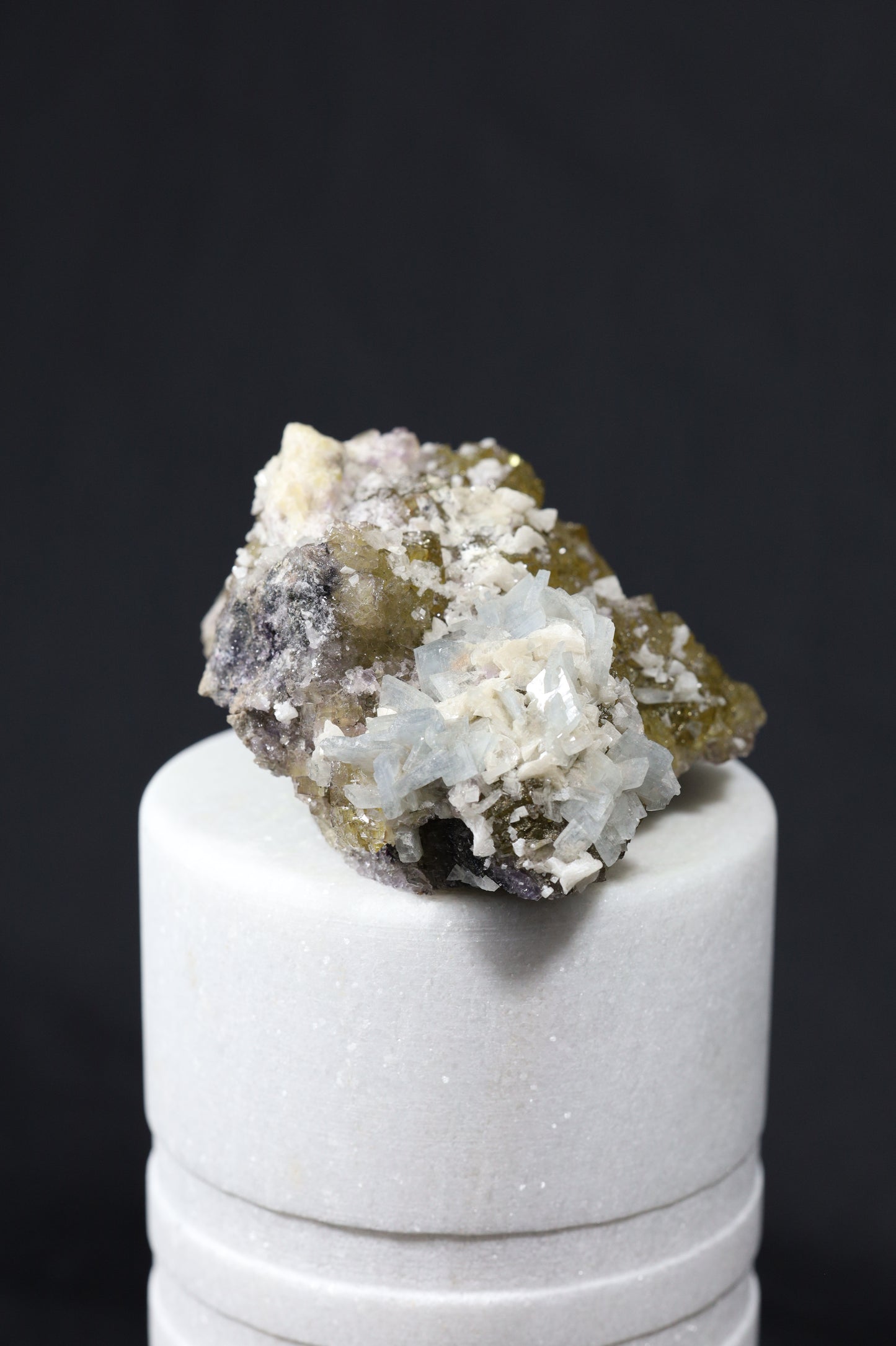 YELLOW FLUORITE WITH BLUE BARITE AND WHITE DOLOMITE - SPAIN