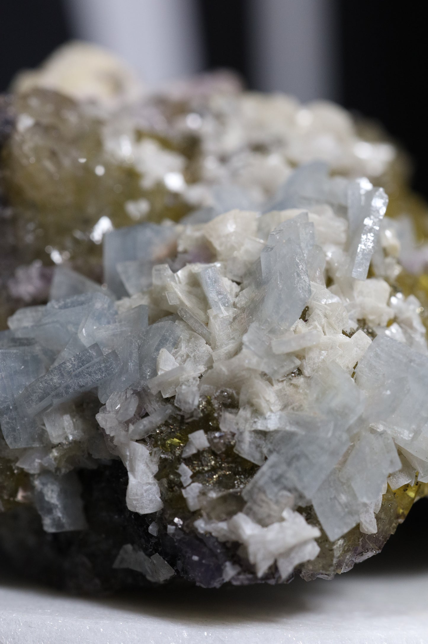 YELLOW FLUORITE WITH BLUE BARITE AND WHITE DOLOMITE - SPAIN