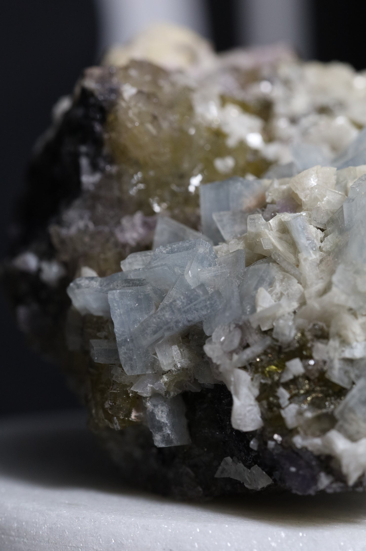 YELLOW FLUORITE WITH BLUE BARITE AND WHITE DOLOMITE - SPAIN