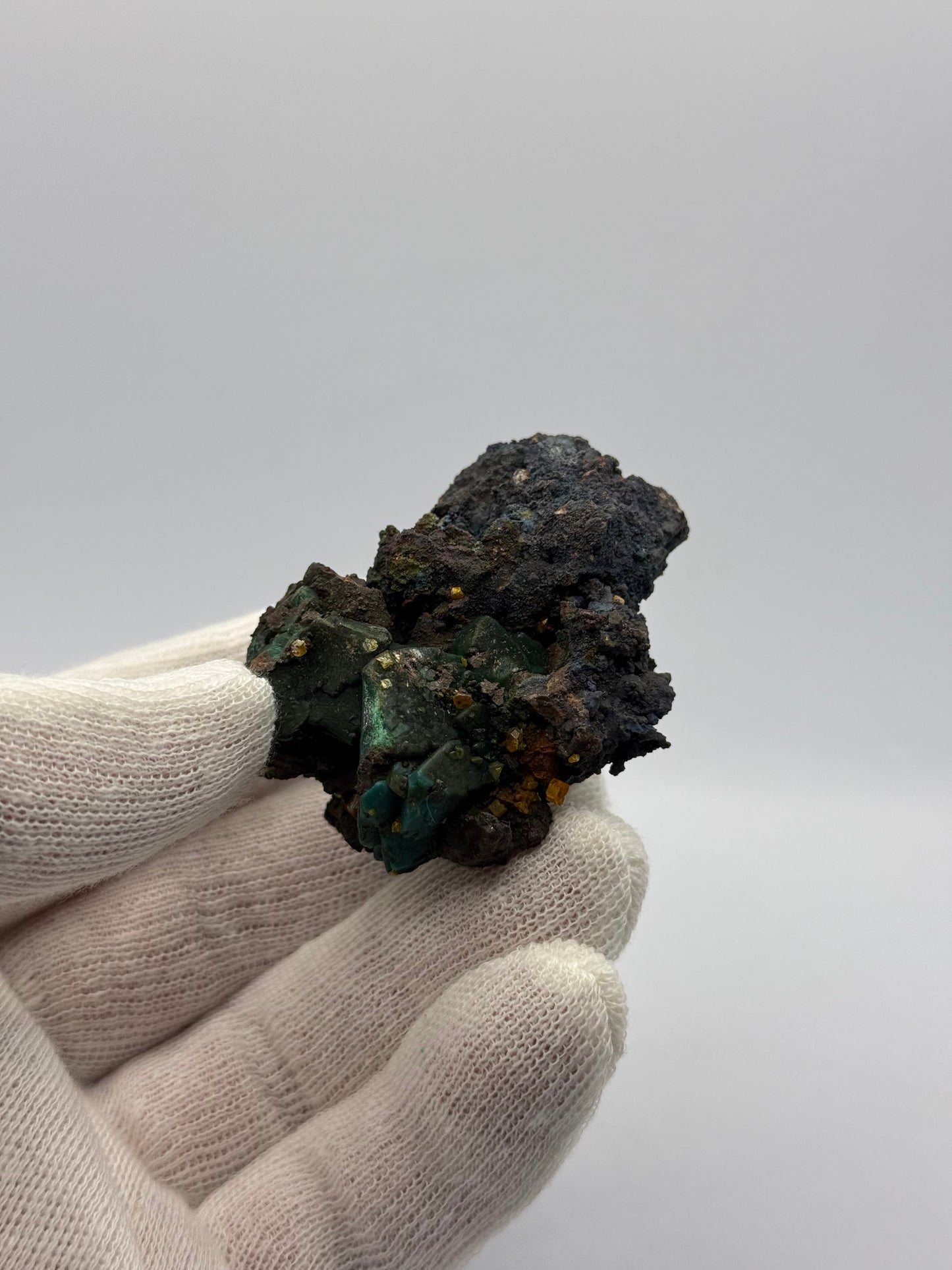 CHRYSOCOLLA PSEUDO AZURITE AND WULFENITE CRYSTALS - WHIM CREEK, WESTERN AUSTRALIA