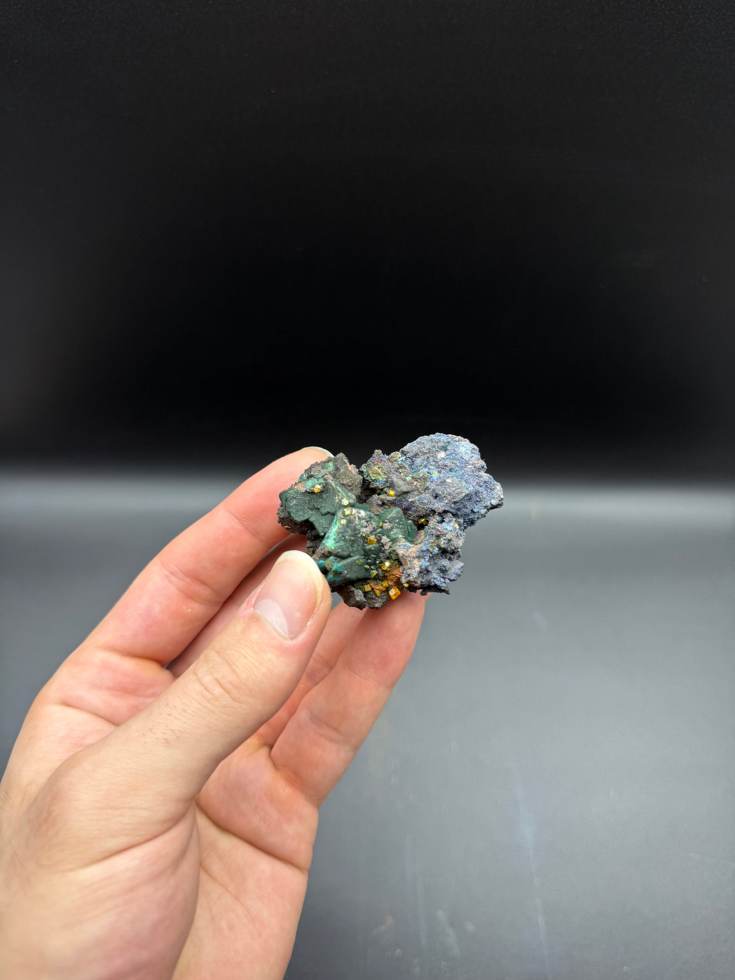 CHRYSOCOLLA PSEUDOMORPH AZURITE AND WULFENITE CRYSTALS - WHIM CREEK, WESTERN AUSTRALIA