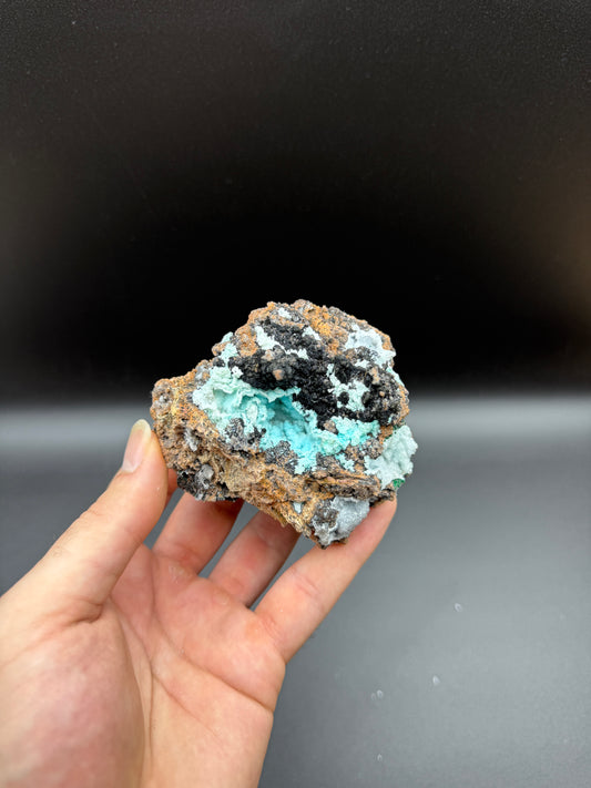 MALACHITE WITH DRUZY QUARTZ ON CHRYSOCOLLA - LIKASI, CONGO