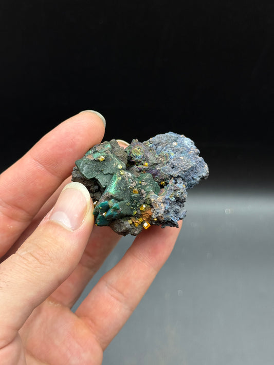 CHRYSOCOLLA PSEUDOMORPH AZURITE AND WULFENITE CRYSTALS - WHIM CREEK, WESTERN AUSTRALIA