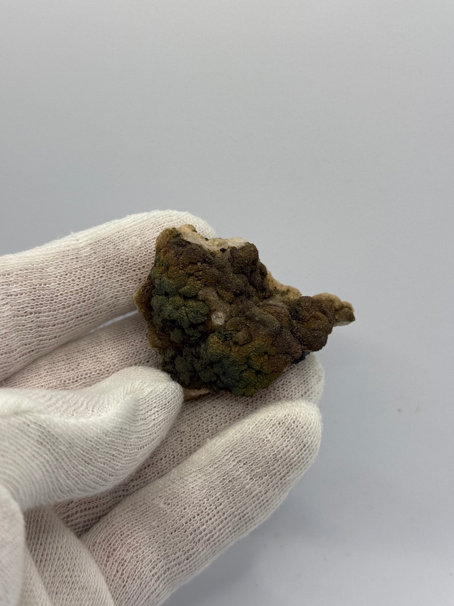 IRIDESCENT PYRITE ON CALCITE - BROKEN HILL, NEW SOUTH WALES